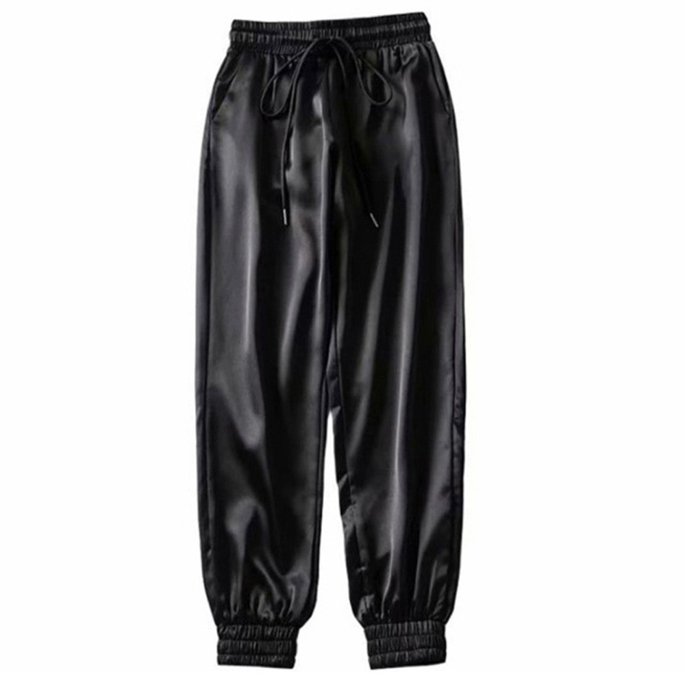 Black Satin Joggers